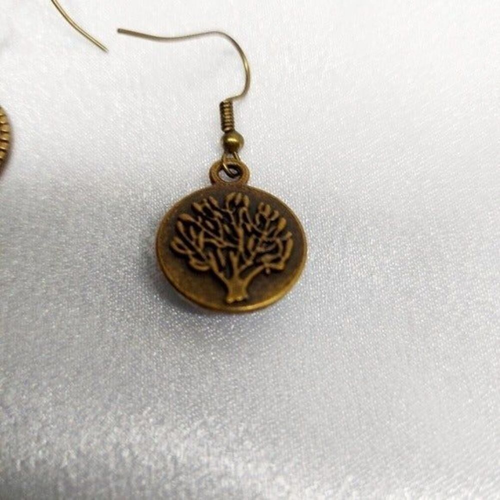 * neckalace & earings marbled purple set gold tone metal - Picture 8 of 8